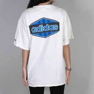 Vintage Blue White Adidas Logo T shirt